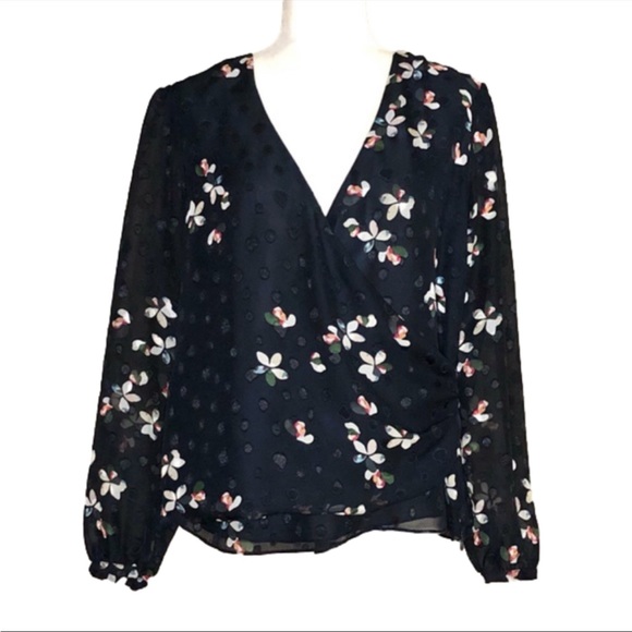 Laura dark navy floral blouse - Picture 1 of 4